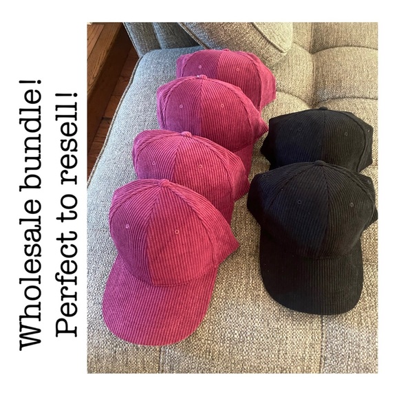 Wholesale bundle of 6 NWT corduroy baseball hats with Velcro sizing in back - Picture 1 of 12